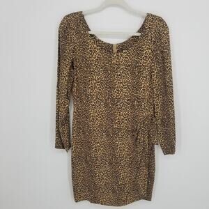 Vintage‎ Pia Rucci Wrap Mini Dress M 80s 90s Leopard Animal Print Party Cocktail
